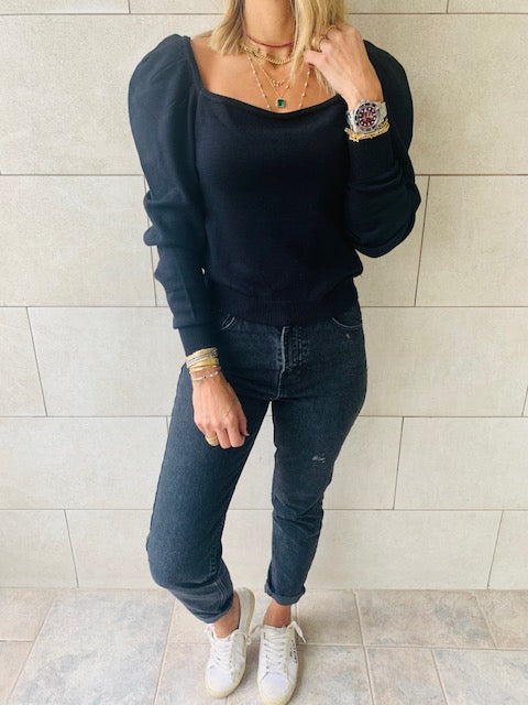Black Flounce Knit