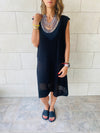 Black Crochet Side Pattern Dress