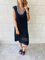 Black Crochet Side Pattern Dress