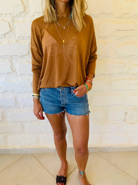 Brown Summer Knit Top