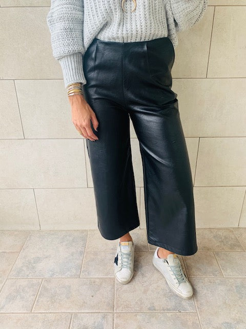 Black Leather Culottes