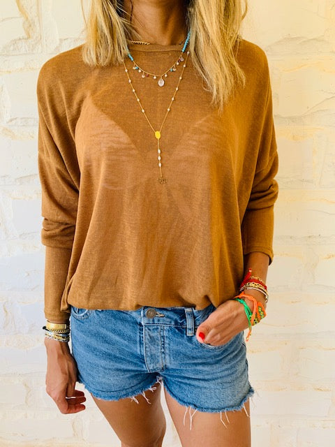 Brown Summer Knit Top
