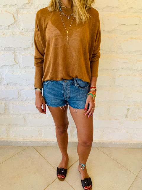 Brown Summer Knit Top