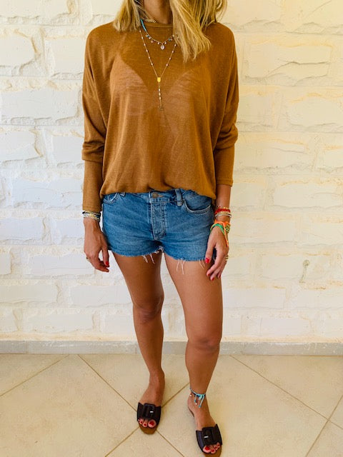 Brown Summer Knit Top