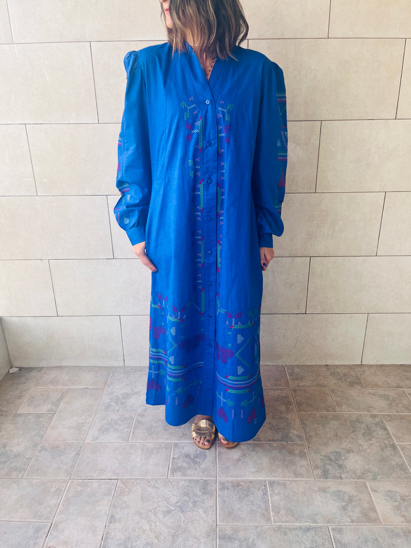 Blue Siren Embroidered Linen Dress