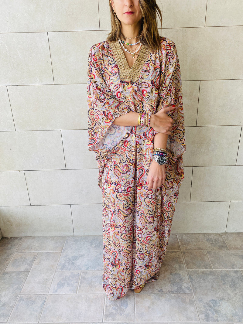 Nude Paisley Ramadan Kaftan