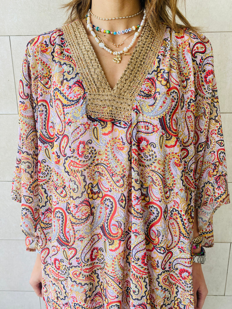 Nude Paisley Ramadan Kaftan