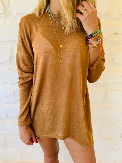 Brown Summer Knit Top