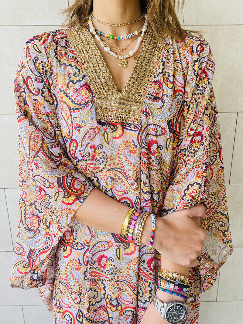Nude Paisley Ramadan Kaftan