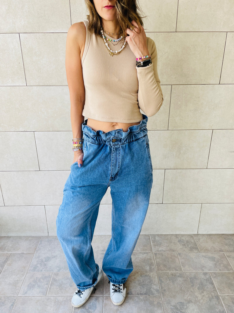 Olive & Beige One Shoulder Set