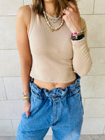 Olive & Beige One Shoulder Set