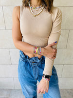 Olive & Beige One Shoulder Set