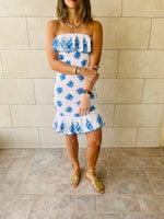 Blue Here For A Good Time Embroidered Mini Dress