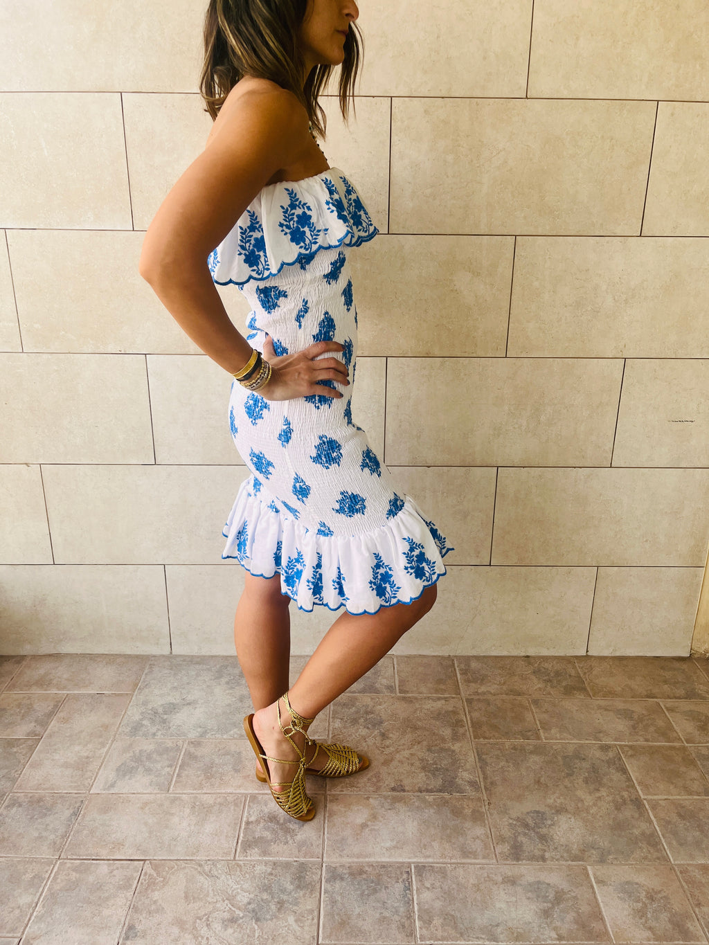 Blue Here For A Good Time Embroidered Mini Dress