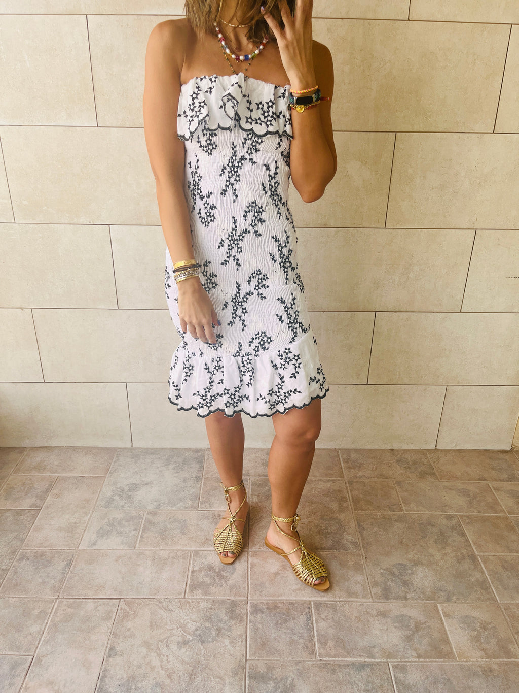 Black Here For A Good Time Embroidered Mini Dress