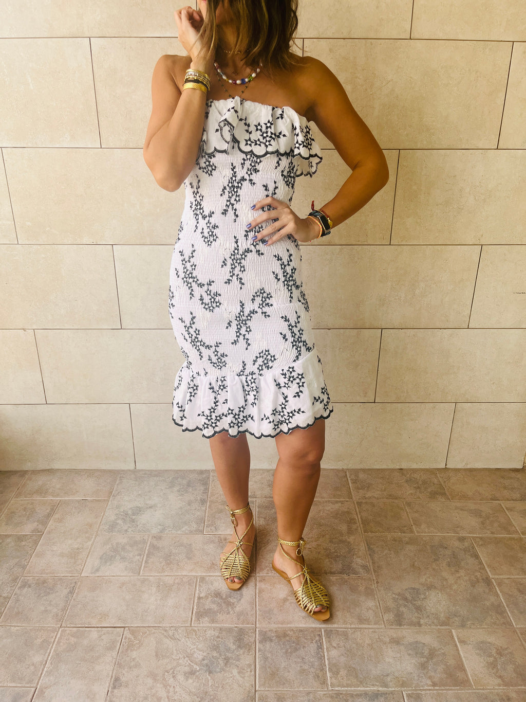 Black Here For A Good Time Embroidered Mini Dress