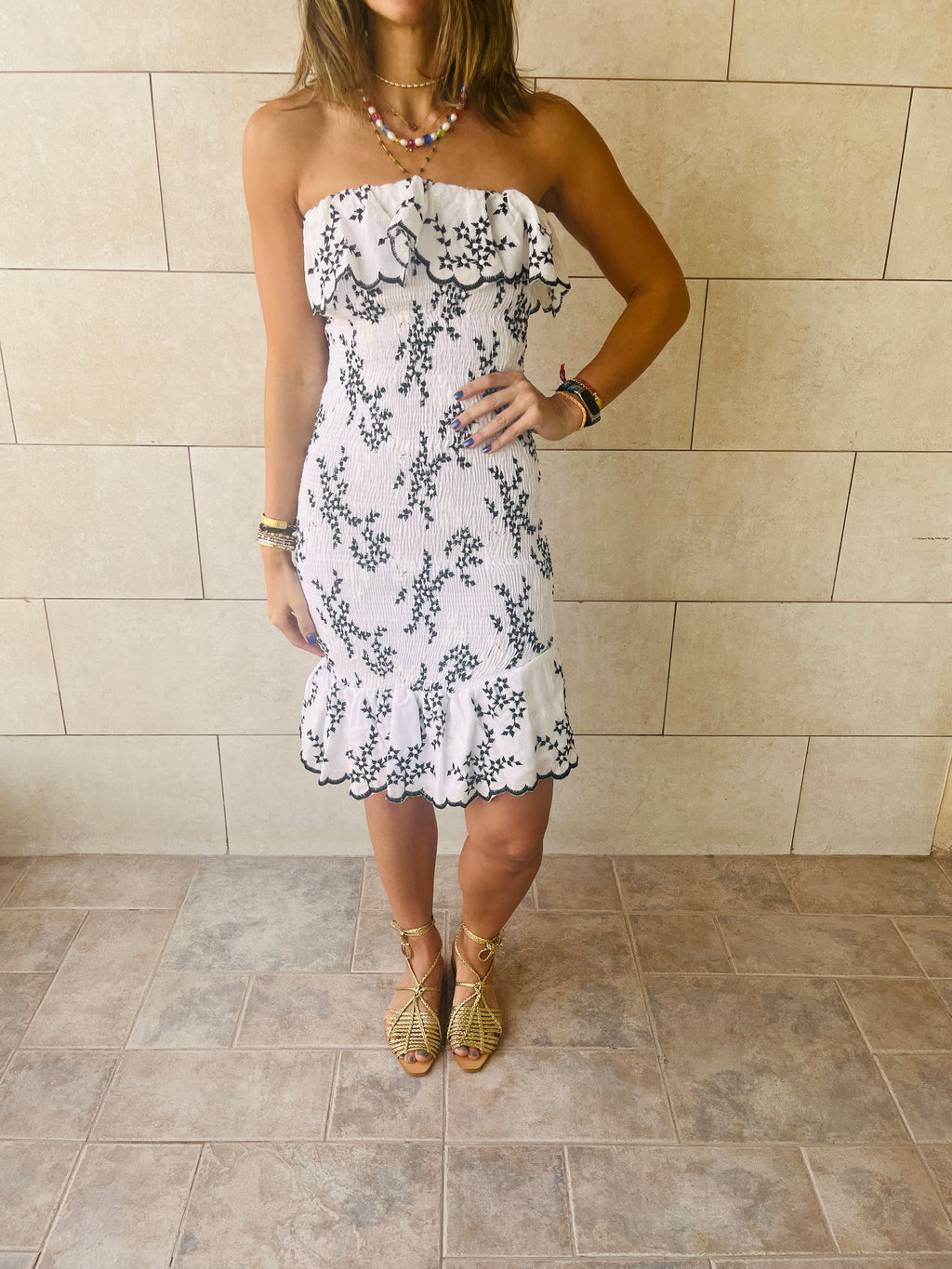 Black Here For A Good Time Embroidered Mini Dress