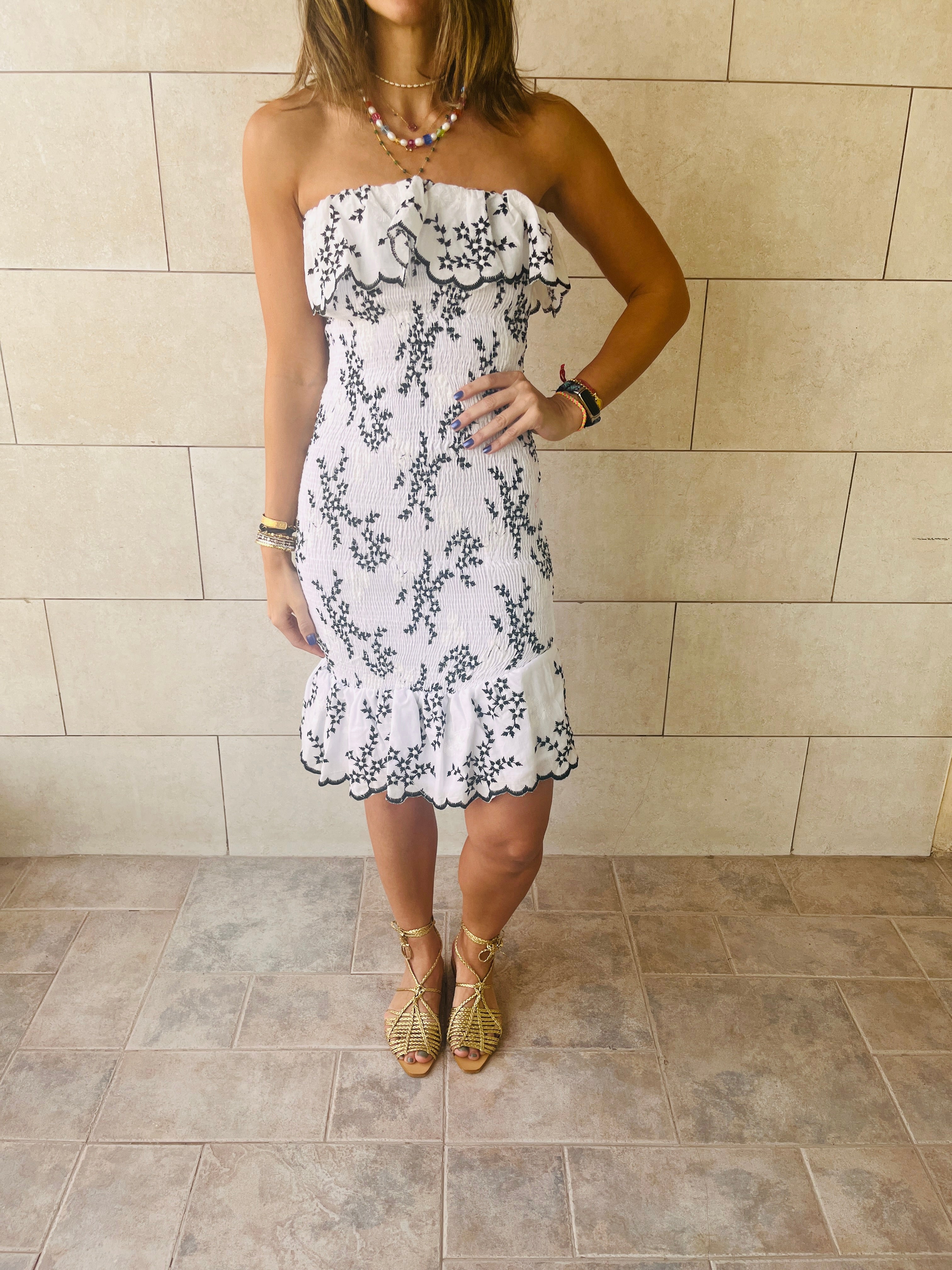 Black Here For A Good Time Embroidered Mini Dress