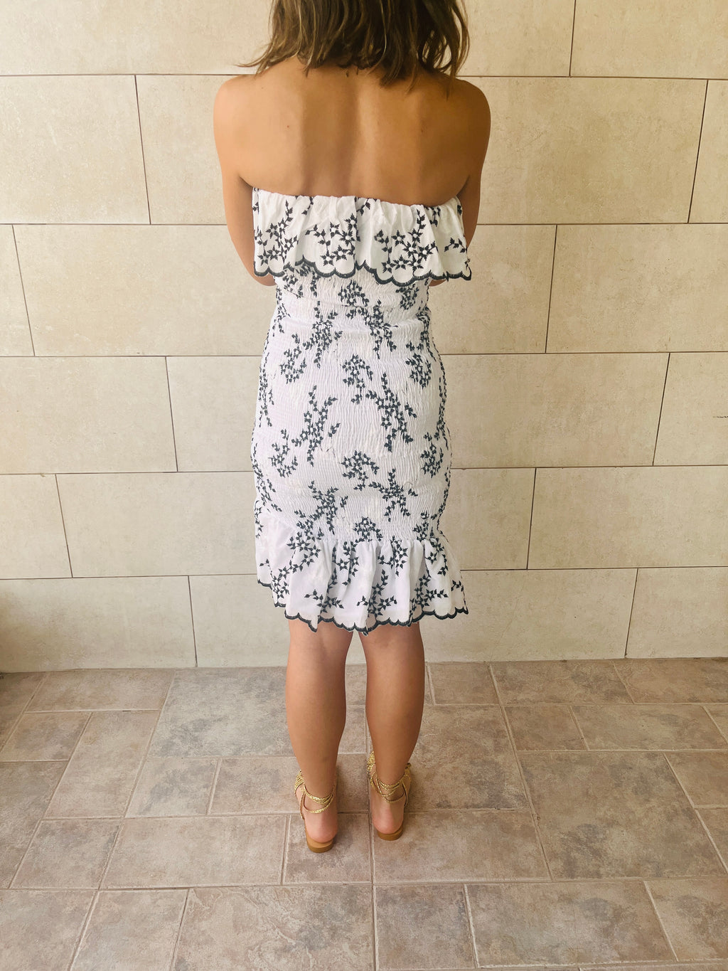 Black Here For A Good Time Embroidered Mini Dress