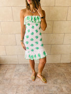 Green Here For A Good Time Embroidered Mini Dress