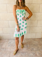 Green Here For A Good Time Embroidered Mini Dress