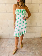 Green Here For A Good Time Embroidered Mini Dress