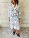 White High Neck Crochet Dress