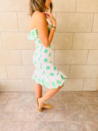 Green Here For A Good Time Embroidered Mini Dress