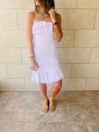 White Here For A Good Time Embroidered Mini Dress