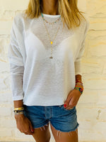 White Summer Knit Top