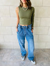 Olive & Beige One Shoulder Set