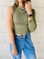 Olive & Beige One Shoulder Set