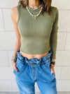 Olive & Beige One Shoulder Set