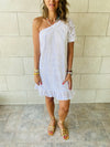 White One Shoulder Anglaise Dress