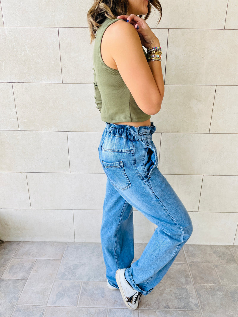 Olive & Beige One Shoulder Set