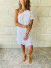 White One Shoulder Anglaise Dress