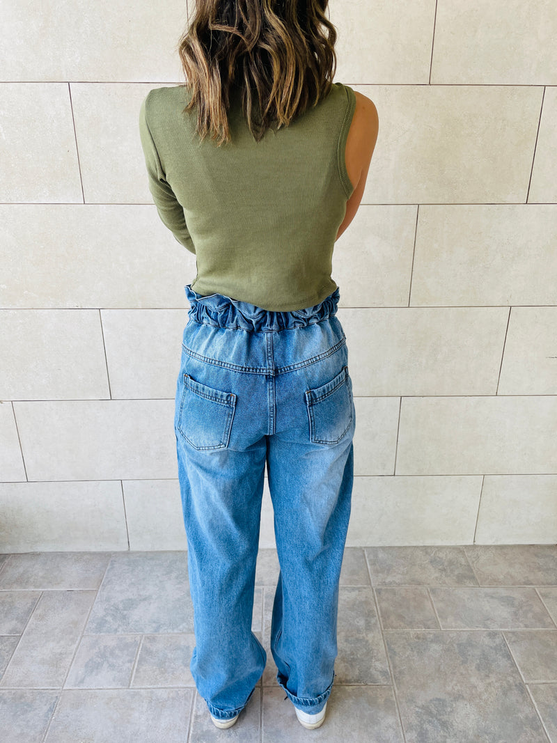 Olive & Beige One Shoulder Set