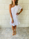 White One Shoulder Anglaise Dress