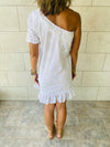 White One Shoulder Anglaise Dress