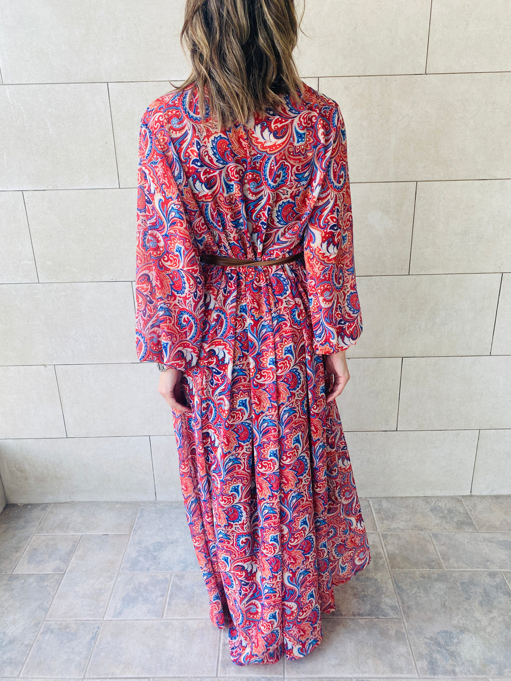 Rouge Paisley Chiffon Dress