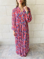Rouge Paisley Chiffon Dress