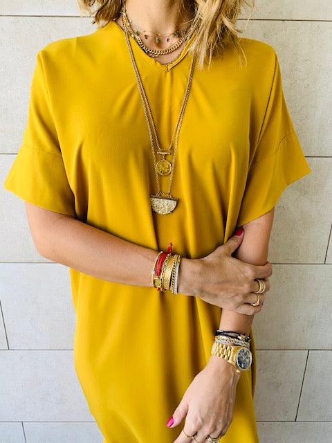 Mustard Side Slit Dress
