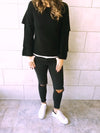 Black Ruffle Sleeve Pullover