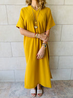 Mustard Side Slit Dress