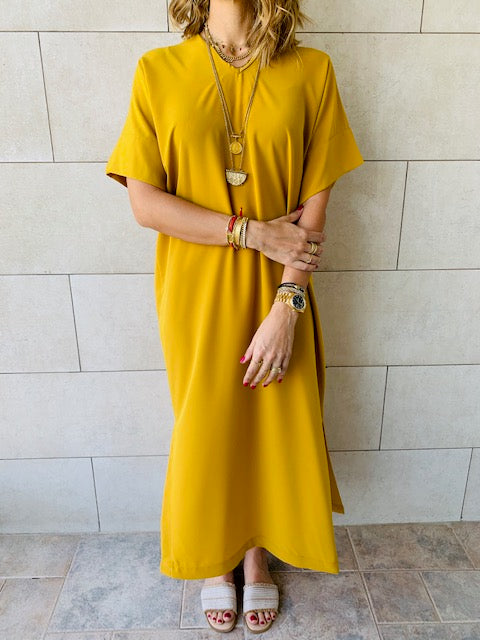 Mustard Side Slit Dress