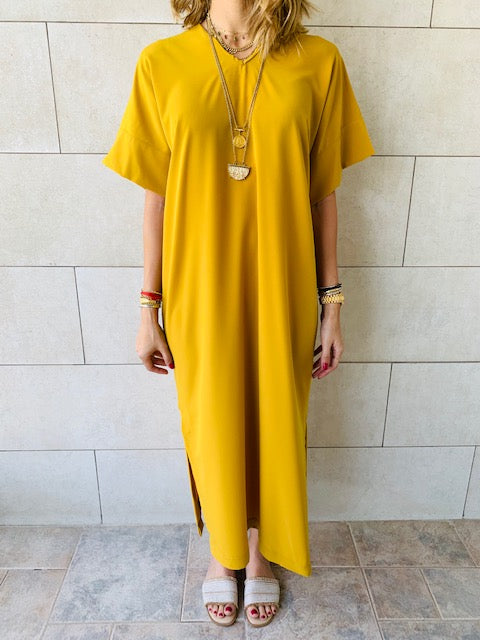 Mustard Side Slit Dress