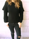 Black Ruffle Sleeve Pullover