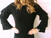 Black Ruffle Sleeve Pullover