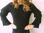 Black Ruffle Sleeve Pullover