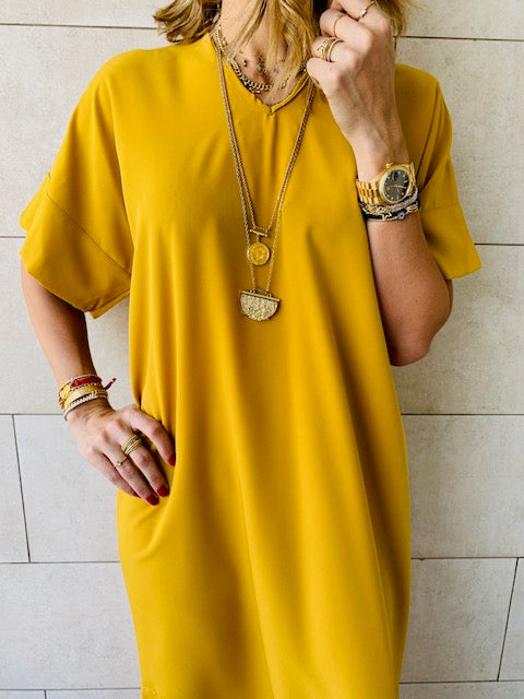 Mustard Side Slit Dress